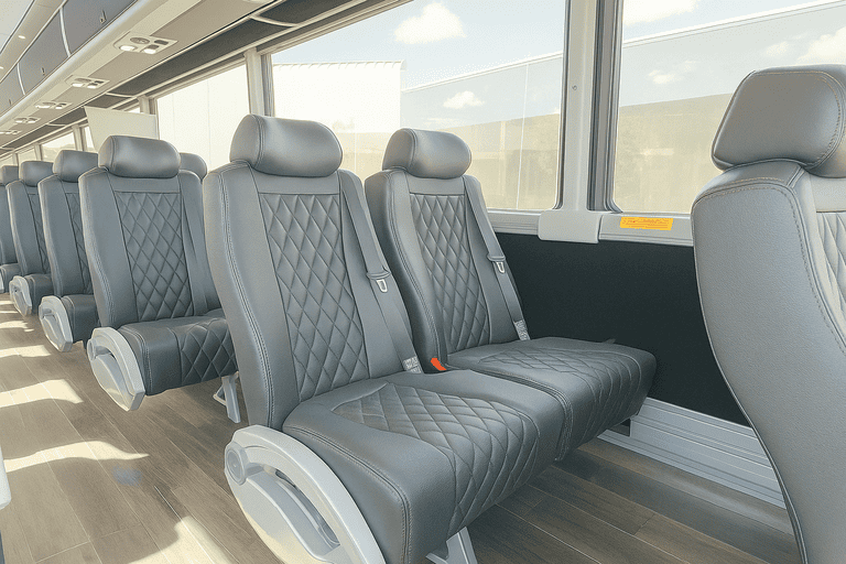 interior of Durham Coach Bus Service charter bus