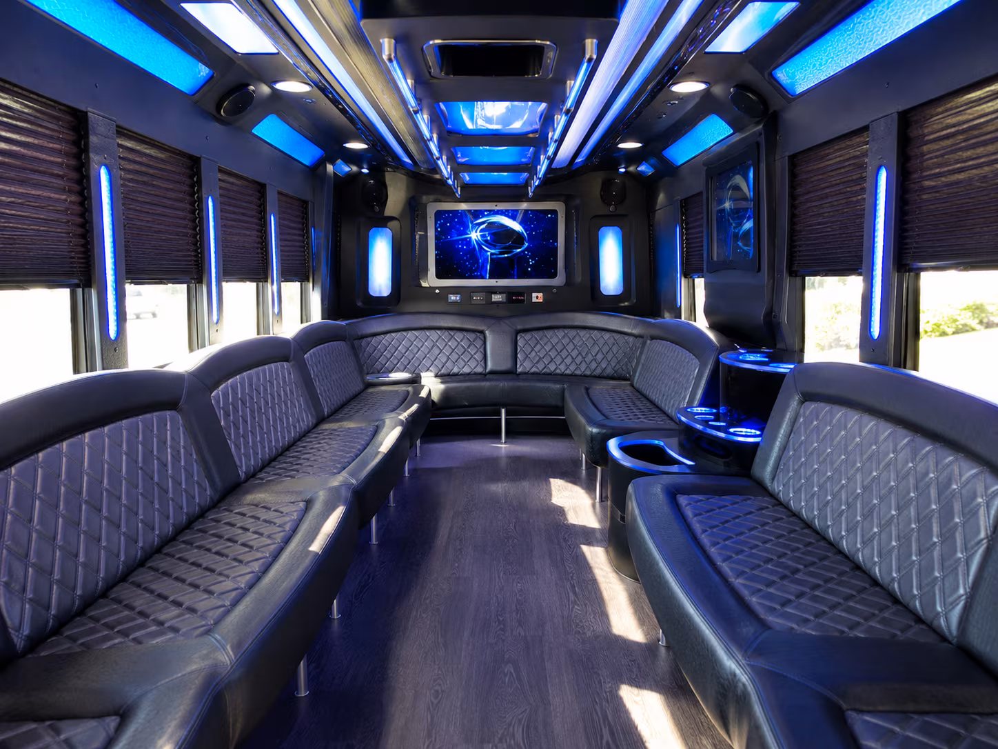 durham 28 passenger party bus inside