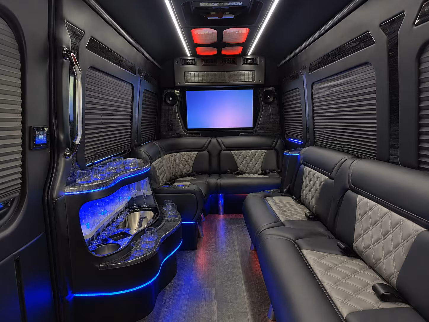 durham 40 passenger party bus inside