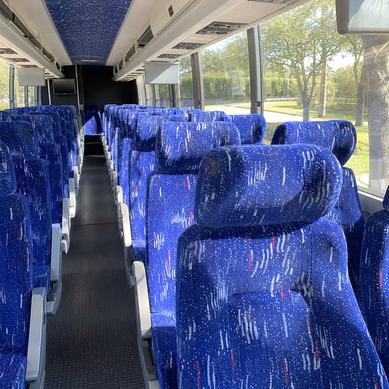 durham 56 passenger charter bus inside